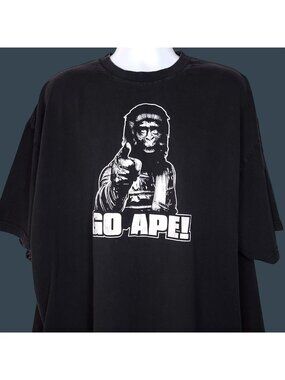 Go Ape Mens Graphic Black T-Shirt 5XL Casual Cotton Tee Short Sleeve